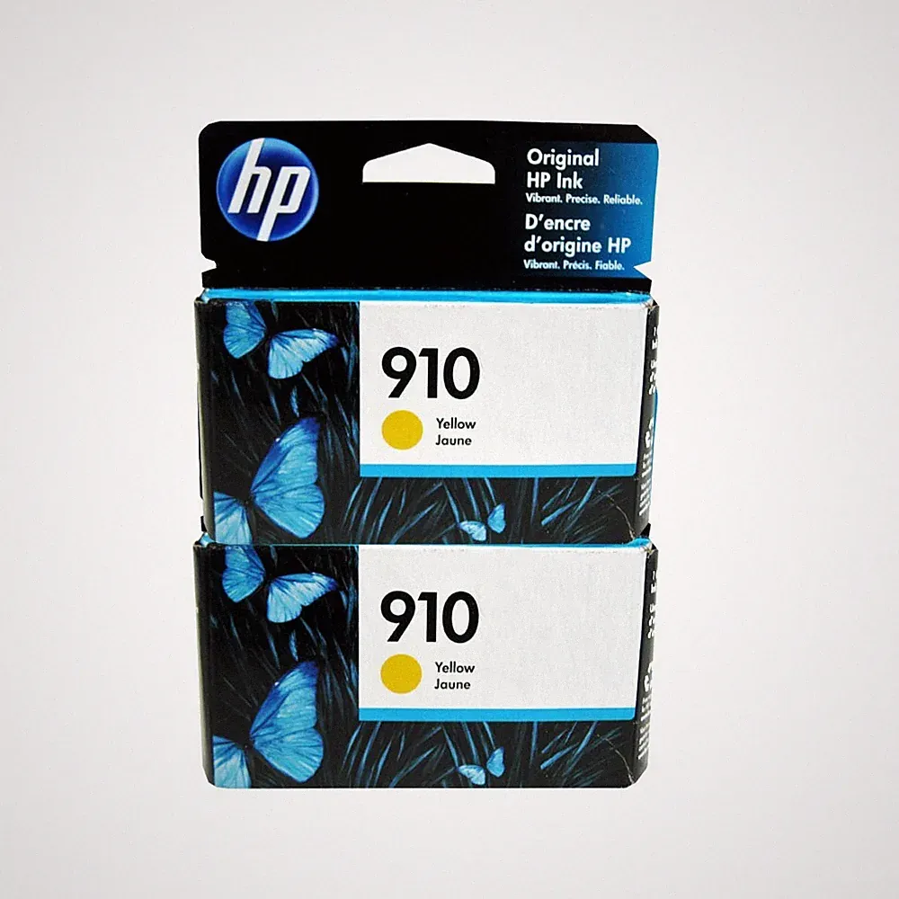 2PK Genuine HP 910 Yellow Color OfficeJet 8025 (Retail Box)