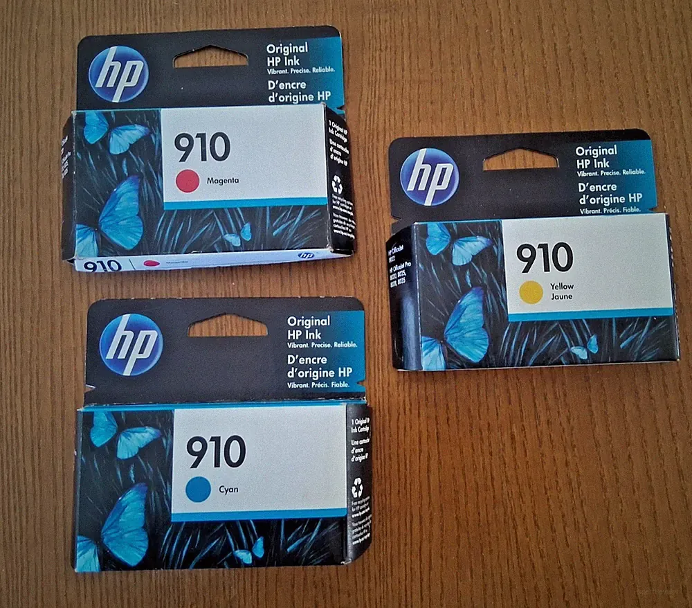 3 HP 910 Ink Cartridges-Red Cyan Yellow HP8010 8028 Printer 3 Pack