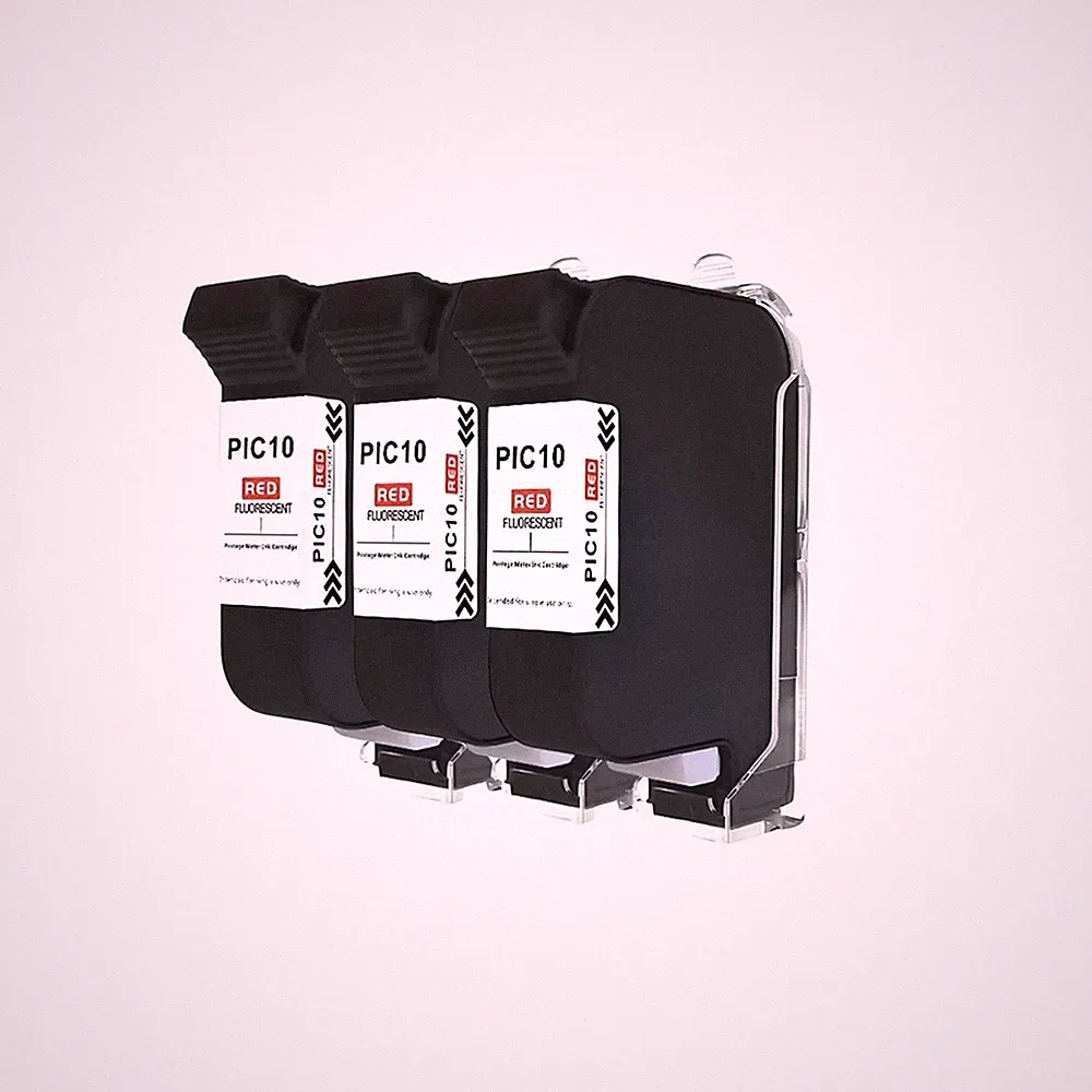 3 Pack PIC10 Red Florescent Ink Cartridge Use for FP PostBase 58.0052.3038.00...