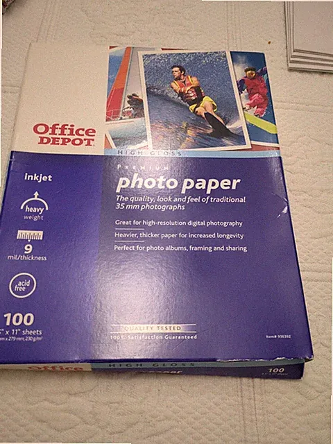 Office Depot High Gloss Premium Photo Paper - 4X6 Sheets Inkjet 9mm Thick Used