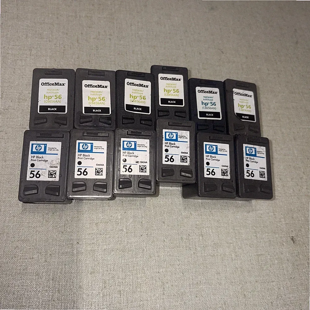 Used HP 56 Black printer Ink Empty Cartridges (12) 6 office max & 6 hp